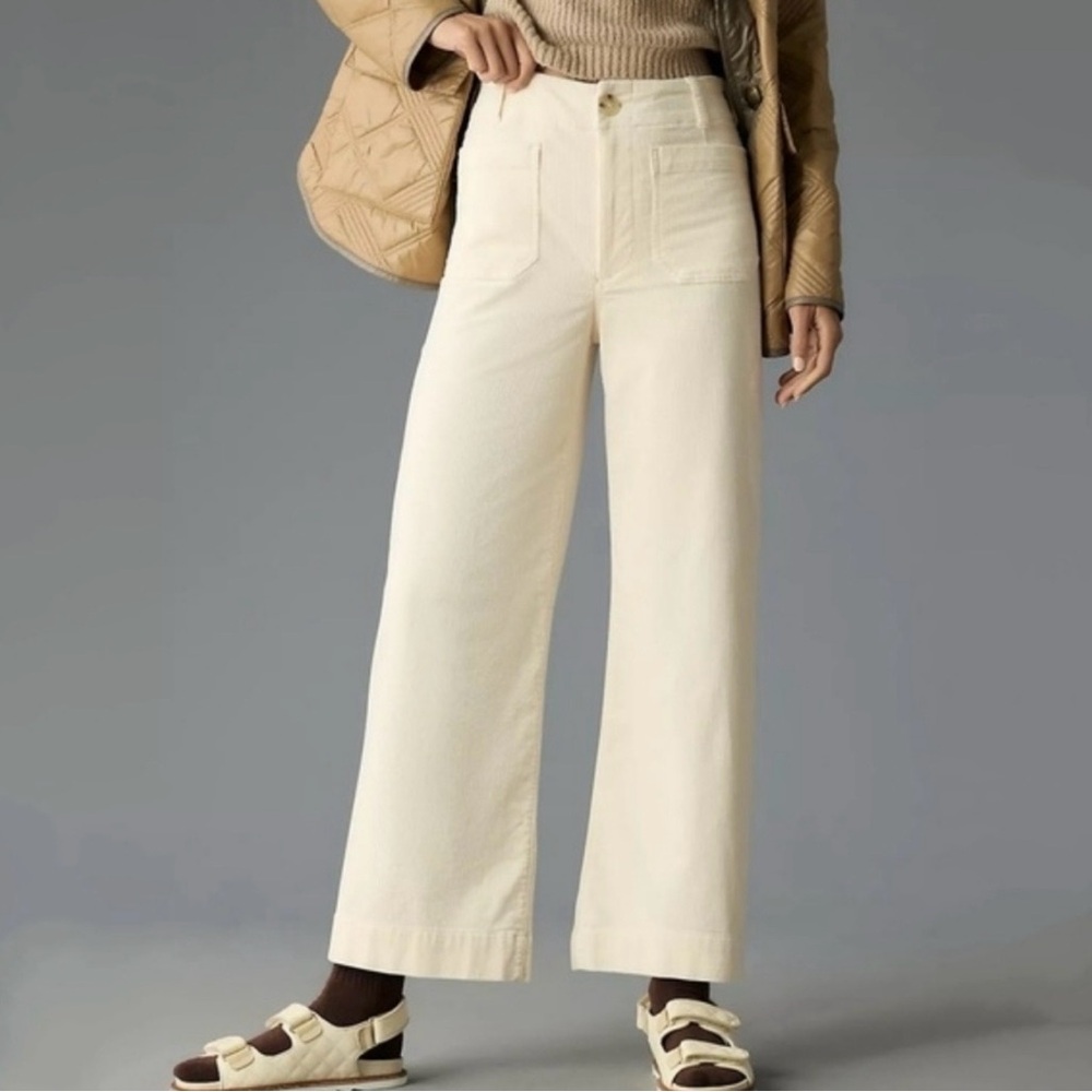 Anthropologie Maeve Cream Corduroy Pants